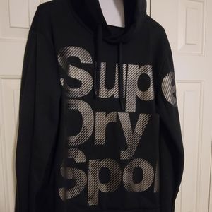 Superdry Sport Hoodie Black Men’s Large | Heavyweight Pullover | Excellent